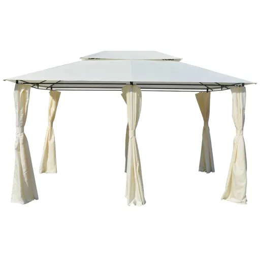 Marquesina de Jardín Con Cortinas Blanca 4x3 m