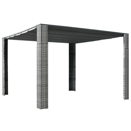 Cenador Techo Ratán Sintético 300x300x220 cm Gris y Antracita