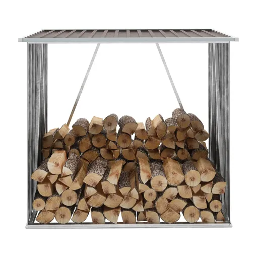 Casetilla Para Leña Acero Galvanizado Marrón 163x83x154 cm