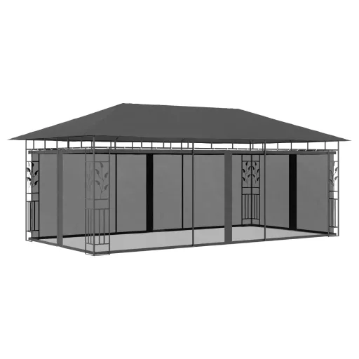 Cenador Con Mosquitera Gris Antracita 6x3x2,73 m