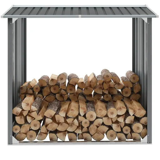 Casetilla Para Leña Acero Galvanizado Gris 172x91x154 cm