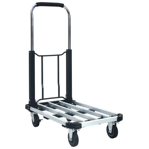 Carrito de Transporte Plegable de Aluminio Plateado 150 kg