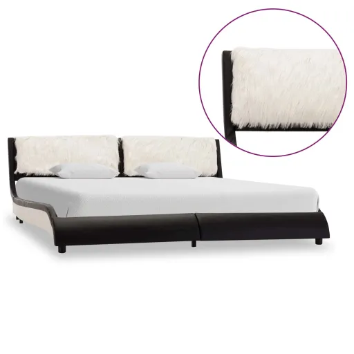 Cama Sin Colchón Cuero Sintético Negro y Blanco 180x200 cm