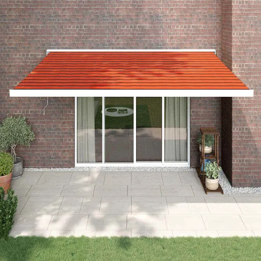 Toldo Retráctil Aluminio y Tela Naranja y Marrón 4,5x3 m