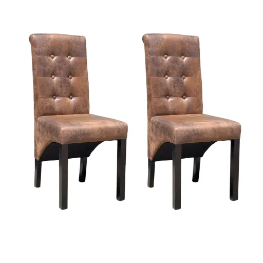 Sillas de Comedor 2 Unidades Cuero Sintético Marrón