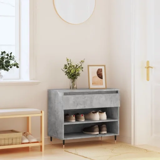 Mueble Zapatero Madera Contrachapada Gris Hormigón 70x36x60 cm