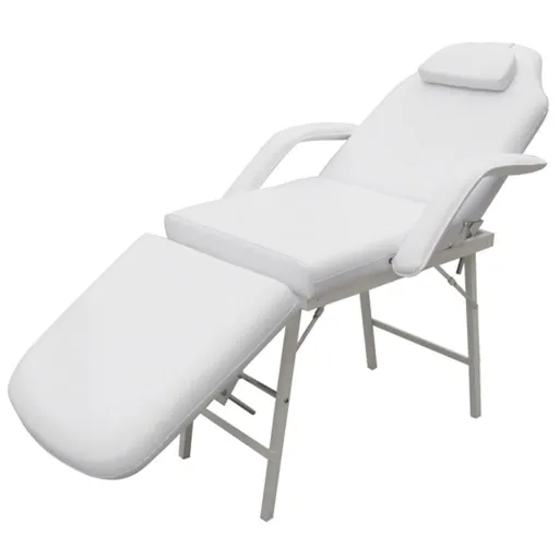 Camilla de Esteticista Cuero Sintético Blanca 185x78x76 cm