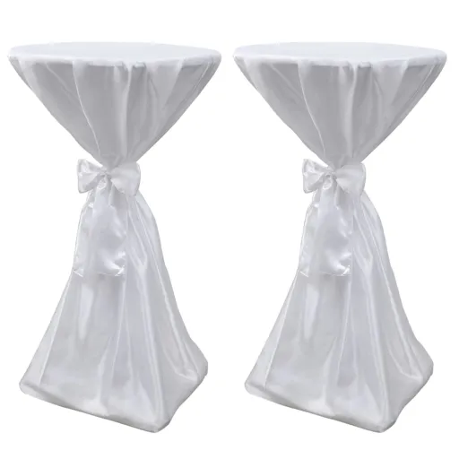 2 Manteles Blancos de 70 cm Con Lazo