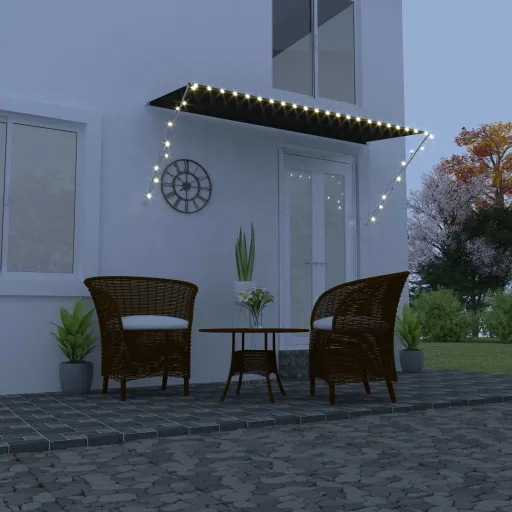Toldo Retráctil Con LED Gris Antracita 300x150 cm