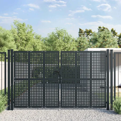 Puerta de Jardín Antracita 300x175 cm Acero