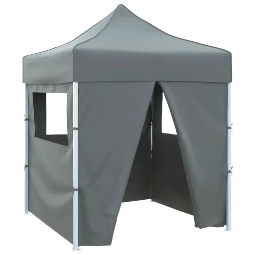 Carpa Plegable Profesional 4 Paredes Acero Gris Antracita 2x2 m