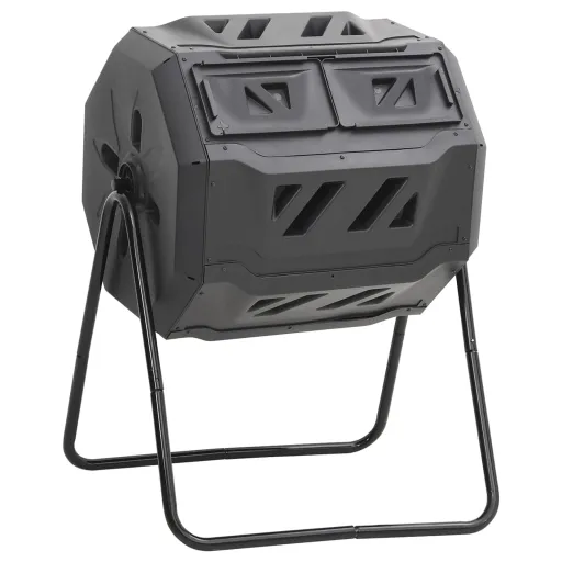 Contenedor de Compostaje de Jardín Negro 73x64x95 cm 160 L