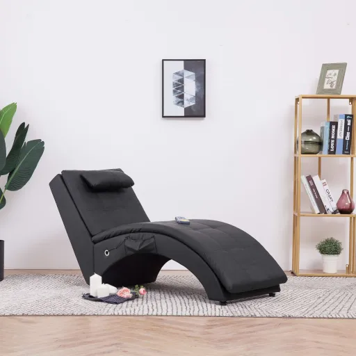 Diván de Masaje Con Almohada de Cuero Sintético Marrón