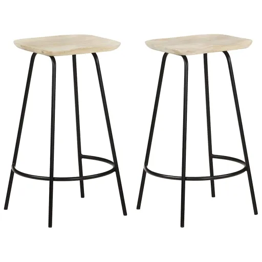 Taburetes de Cocina 2 Unidades Madera Maciza de Mango