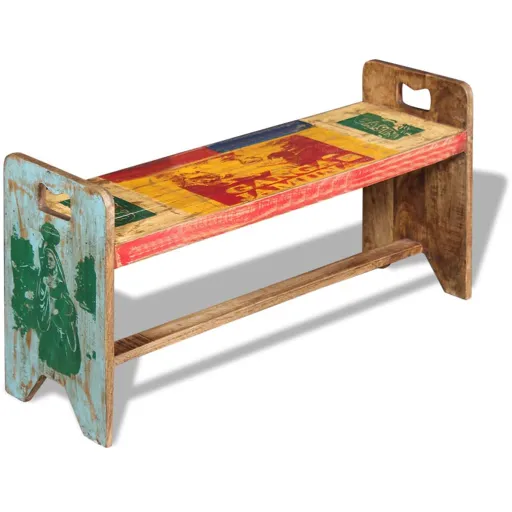 Banco de Madera Maciza Reciclada 100x30x50 cm