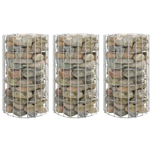 Arriate Gaviones Circular 3 Uds Acero Galvanizado Ø30x50 cm