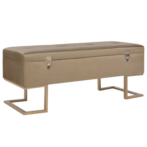 Banco Con Compartimento 105 cm Beige de Terciopelo