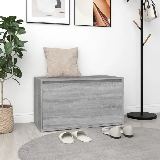 Banco Pasillo Madera de Ingeniería Gris Sonoma 80x40x45 cm