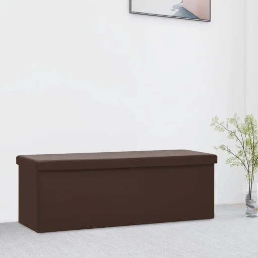 Banco Con Almacenaje Plegable Marrón PVC