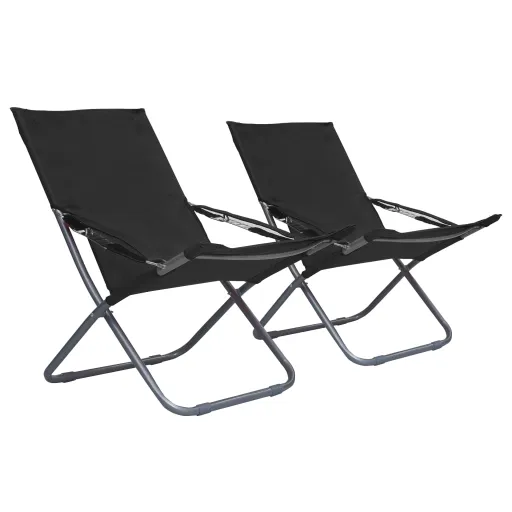 Sillas de Playa Plegables 2 Unidades Tela Negro