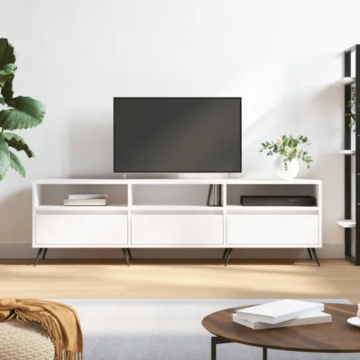Mueble de TV Madera Contrachapada Blanco 150x30x44,5 cm