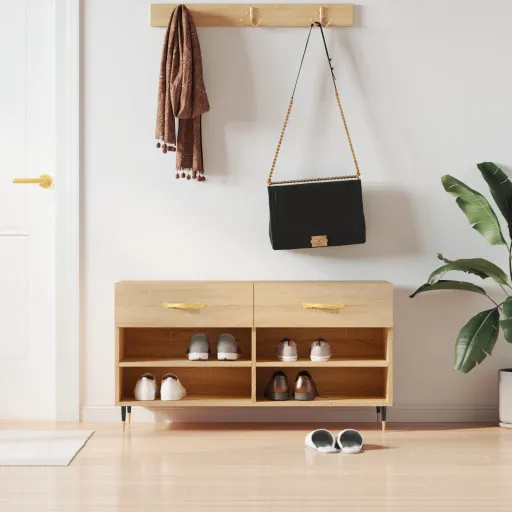 Banco Zapatero Madera de Ingeniería Roble Sonoma 102x35x55 cm
