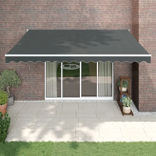 Toldo Retráctil Aluminio y Tela Gris Antracita 4,5x3 m