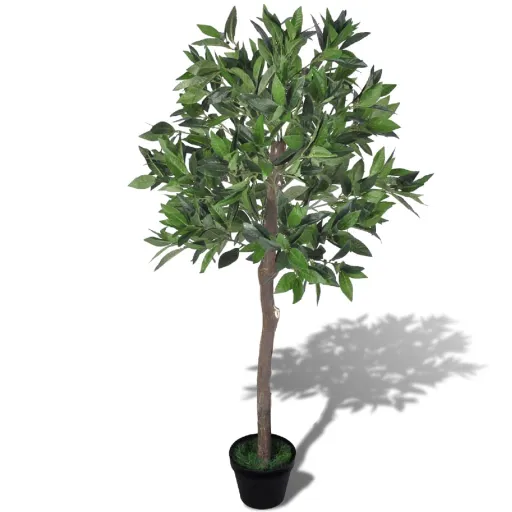 Árbol de Laurel Artificial Con Maceta, 120 cm de Alto