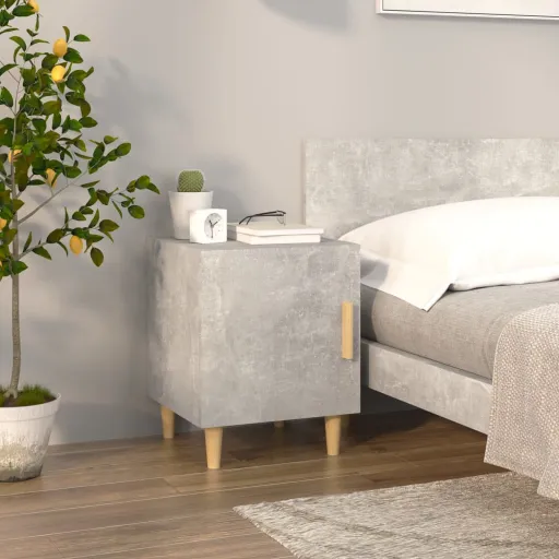 Mesita de Noche Madera Contrachapada Gris Hormigón