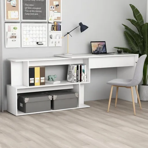 Escritorio de Esquina Madera Contrachapada Blanco 200x50x76 cm
