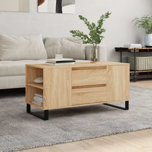 Mesa de Centro Madera de Ingeniería Roble Sonoma 102x44,5x50 cm