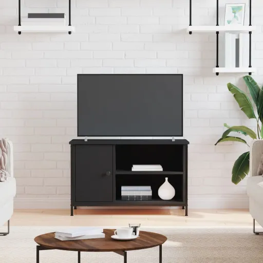 Mueble Para TV Madera Contrachapada Negro 80x40x50 cm