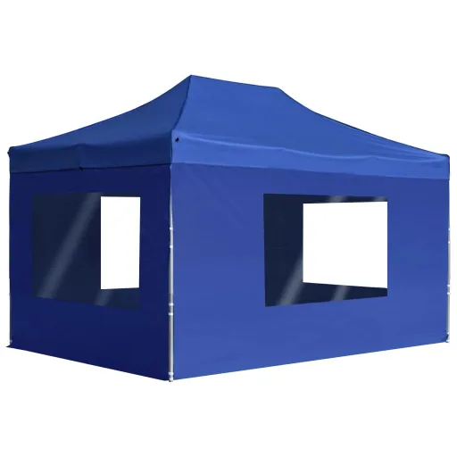 Carpa Plegable Profesional Con Paredes Aluminio Azul 4,5x3 m