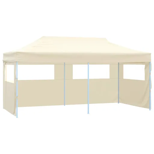Carpa Plegable Profesional Con 4 Paredes Acero Color Crema 3x6m