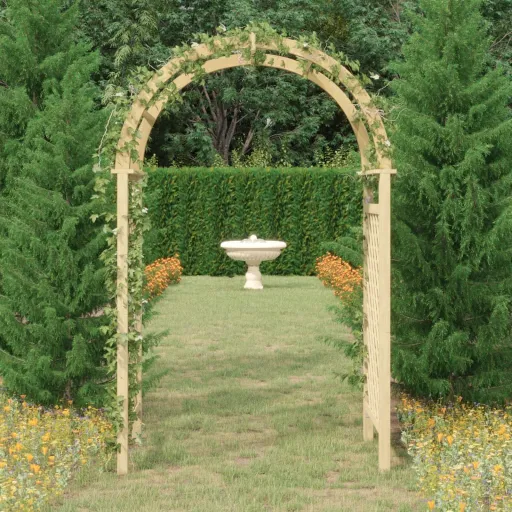 Arco Con Enrejado Madera Maciza Impregnada 141x97x243 cm