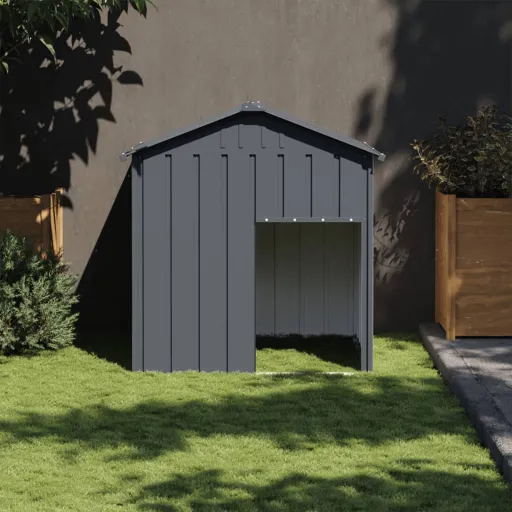 Caseta Perros Con Tejado Acero Galvanizado Gris 117x103x123cm