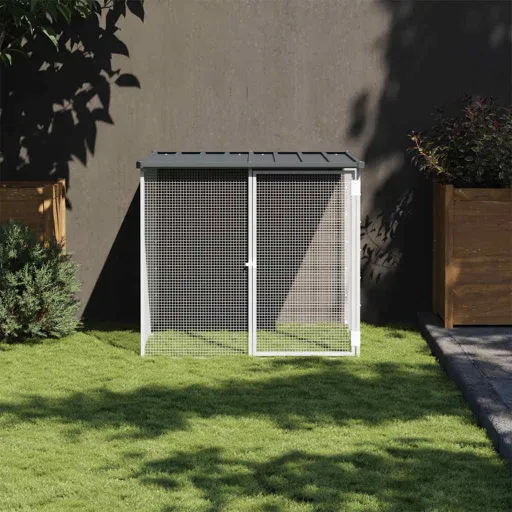 Jaula Gallinas y Toldo Acero Galvanizado Antracita 103x98x90 cm