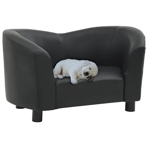 Sofá Para Perros Cuero Sintético Negro 67x41x39 cm