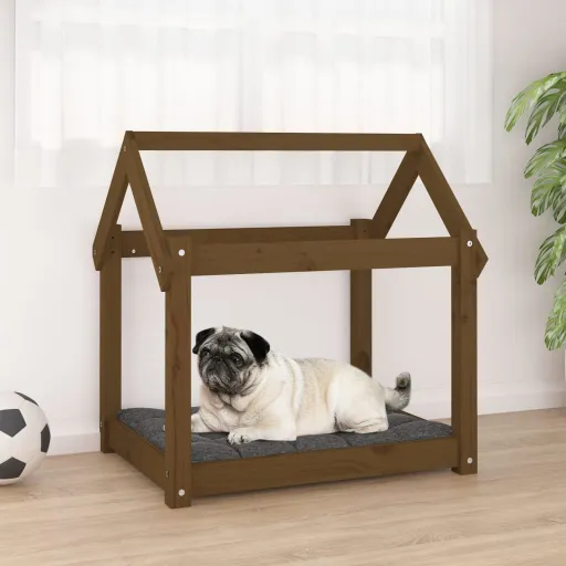 Cama Para Perros Madera Maciza Pino Marrón Miel 71x55x70 cm