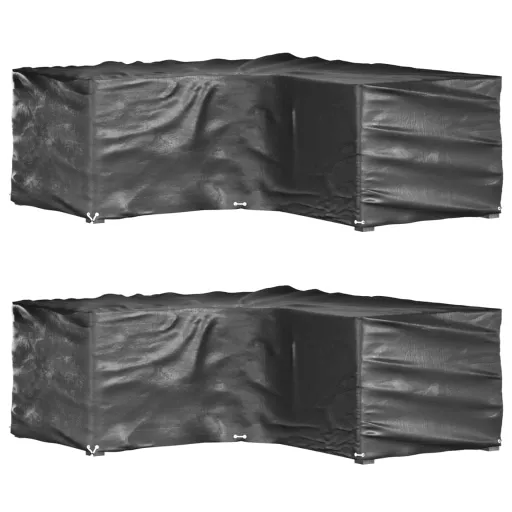 Fundas Muebles Jardín Forma de L 2 Uds 16 Ojales 215x215x70 cm