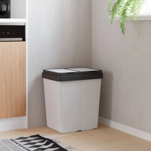 Cubo de Basura Doble Blanco 2x25 L
