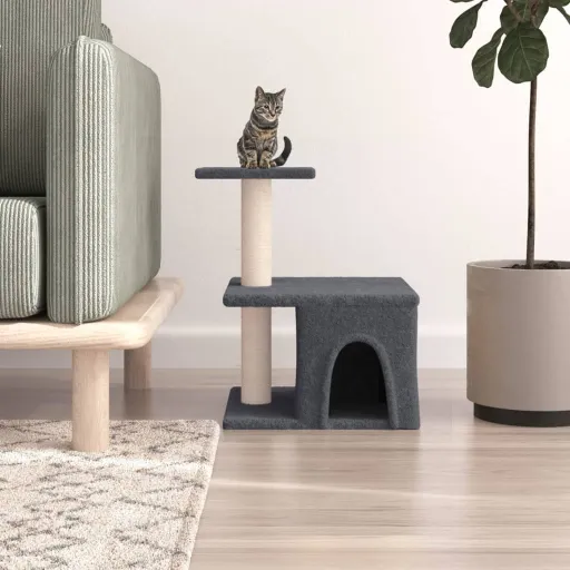 Rascador Para Gatos Con Postes de Sisal Gris Oscuro 48 cm