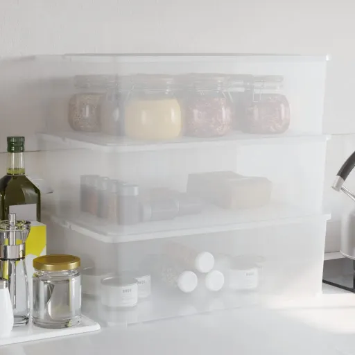 Cajas de Almacenaje Apilables 3 Uds Plástico 25 L