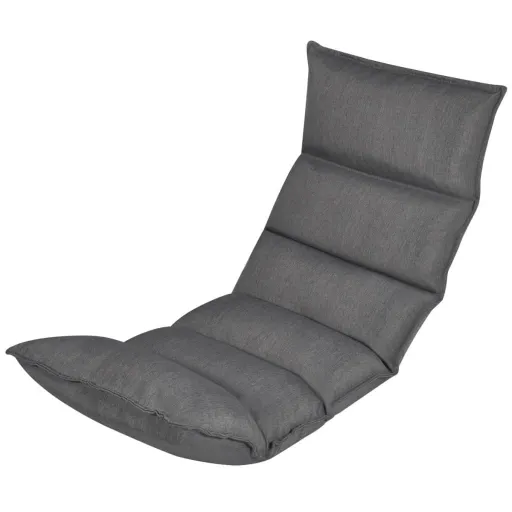 Tumbona de Suelo Plegable de Tela Gris