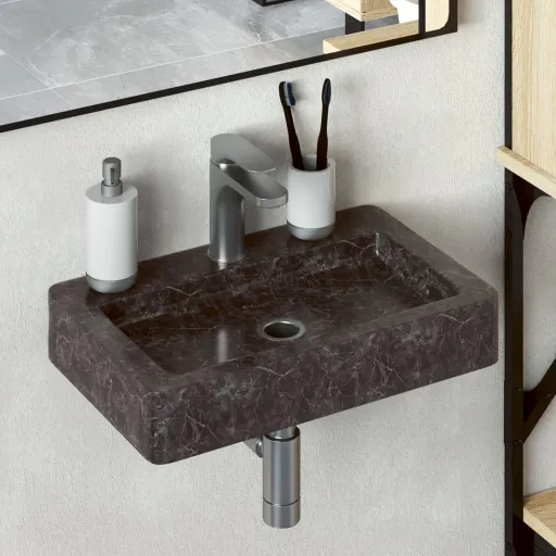 Lavabo de Pared Mármol Crema 38x24x6,5 cm