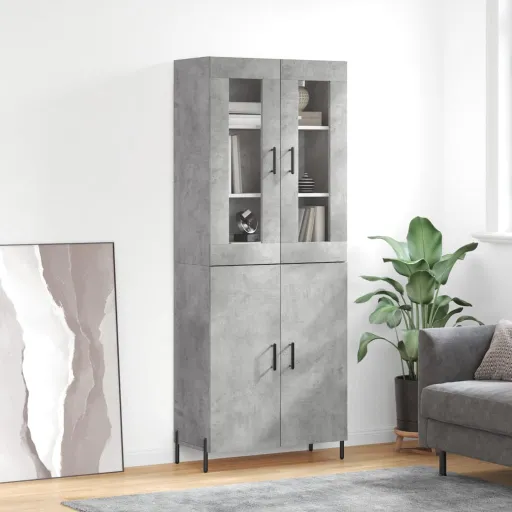 Aparador Alto Madera Contrachapada Gris Hormigón 69,5x34x180 cm