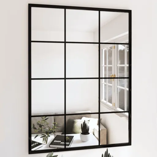 Espejos de Pared 2 Uds Metal Negro 80x60 cm