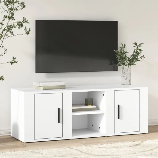 Mueble Para TV Madera Contrachapada Blanco 100x31,5x35 cm