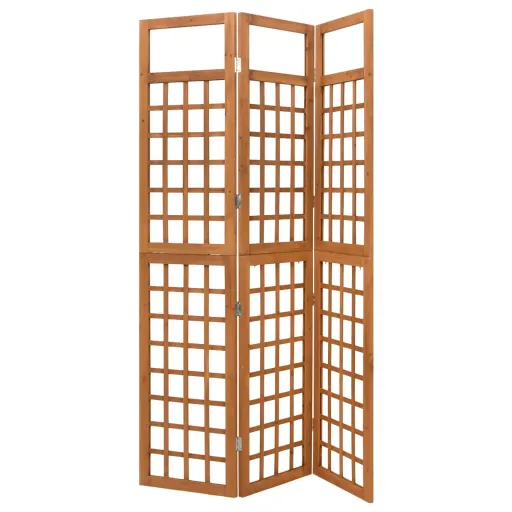 Biombo/Enrejado de 3 Paneles Madera Maciza Abeto 121x180,5 cm