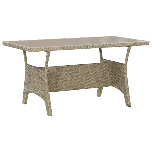 Mesa de Jardín de Ratán Sintético Gris 120x70x66 cm